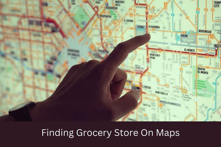 Finding Grocery Store using google Maps on desktop screen