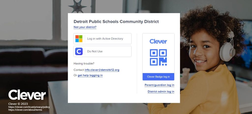 login page of clever DPSCD
